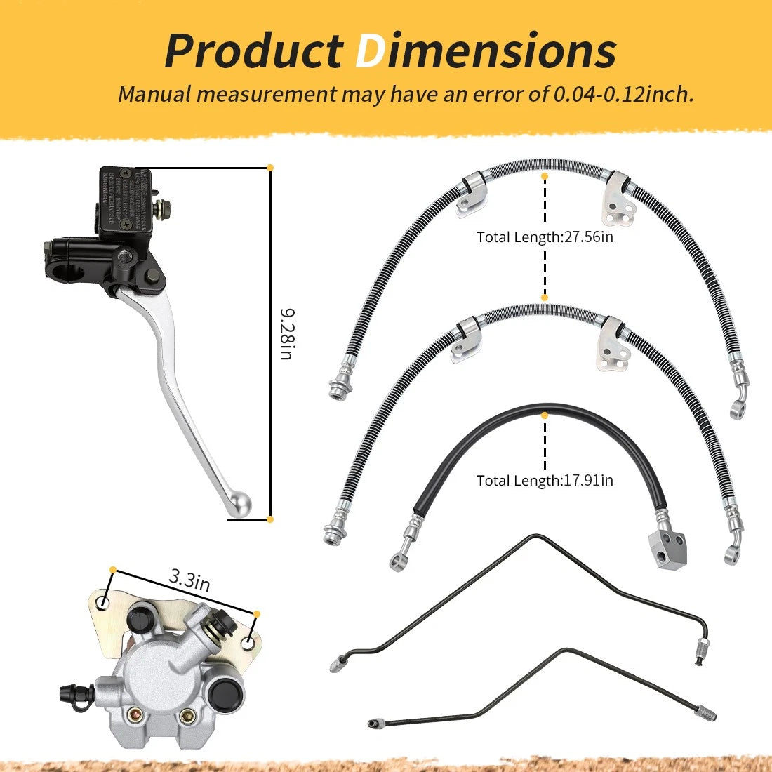 Front Brake Caliper Master Cylinder Hose Kit For Yamaha YFM600FW Grizzly 600 4x4 1998-2001
