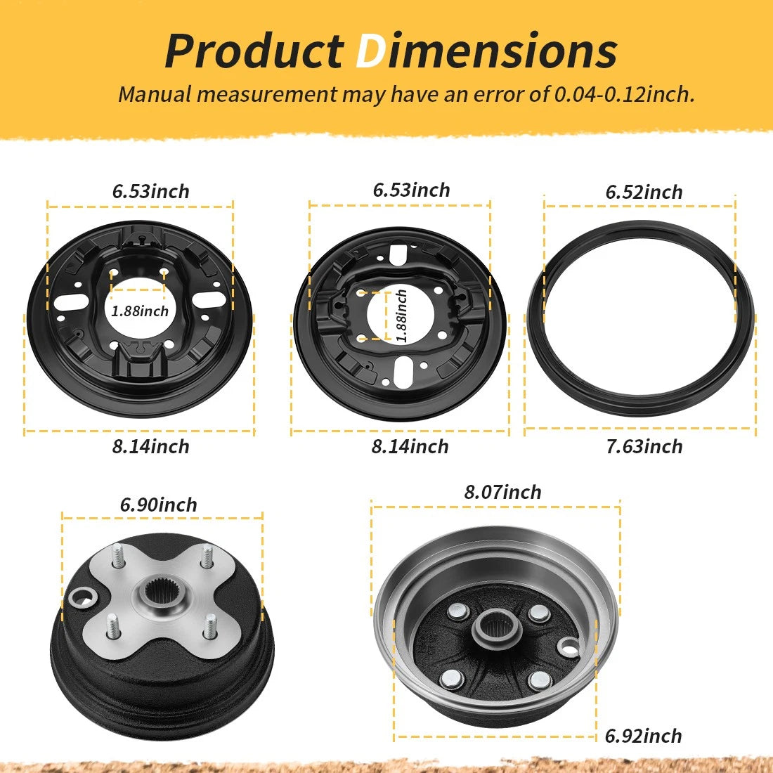 Front Brake Drum Hub Plate Shoes Cylinder Kit for Yamaha YFM350 YFM400 1989-1998