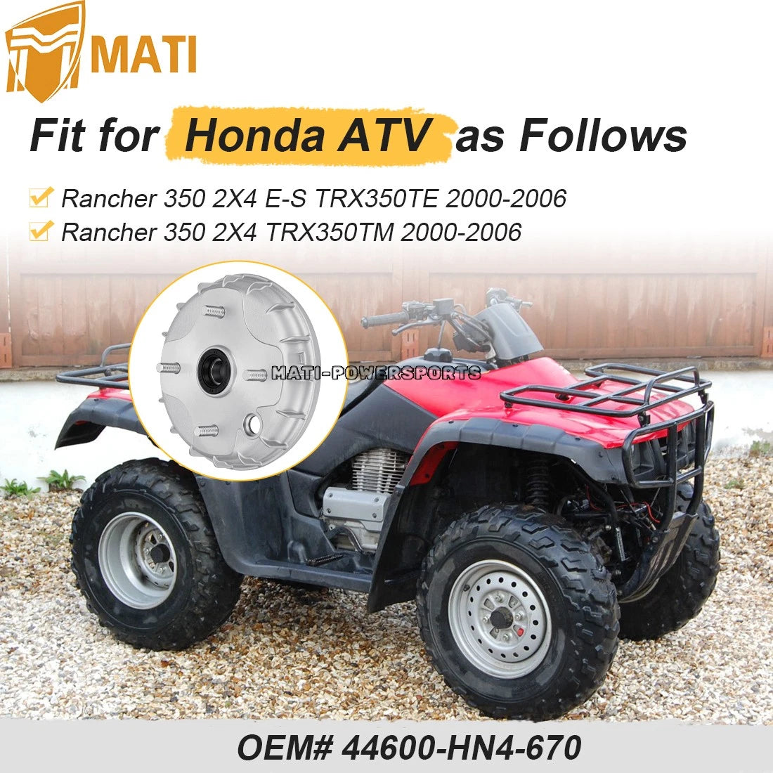 Front Brake Drum For Honda Rancher 350 2X4 TRX350TE/TM 2000-2006 44600-HN4-670