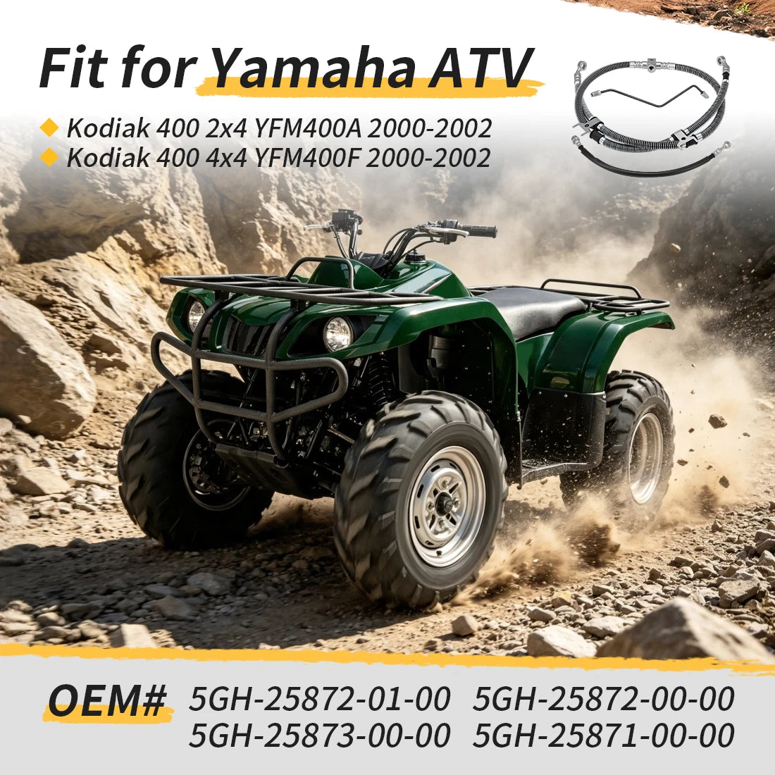 Front Brake Hose Line & Pipe Kit For Yamaha YFM400 Kodiak 400 2000-2002 5GH-25872-01-00