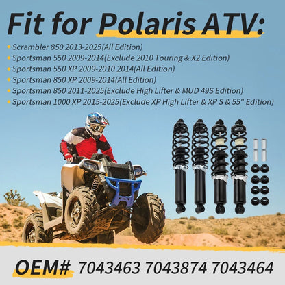 All Front Rear Shocks Absorber For Polaris Scrambler 850 Sportsman 550 1000 XP 2009-2025