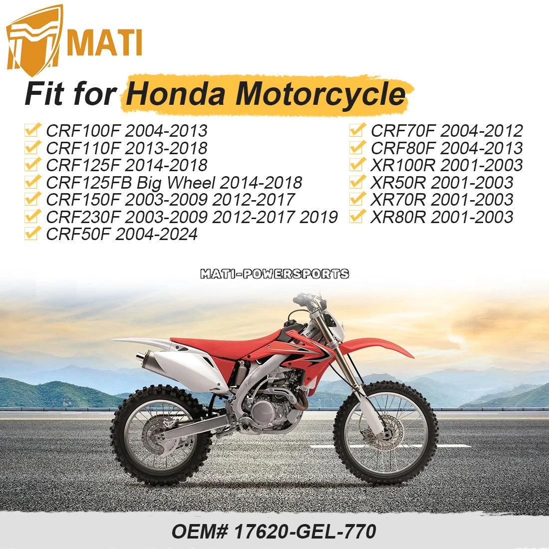 Fuel Tank Gas Cap Assy For Honda CRF100F 110F 125F 50F 70F CRF100F 04-13 80F XR50R XR70R XR80R 17620-GEL-770