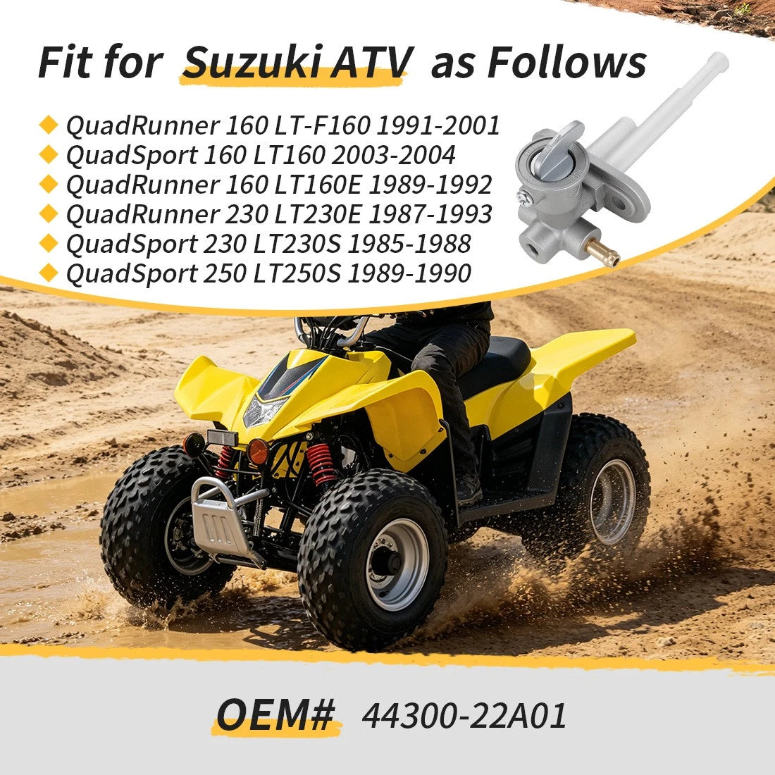 Fuel Petcock For Suzuki  QuadRunner 160 230 QuadSport 230 250 44300-22A01