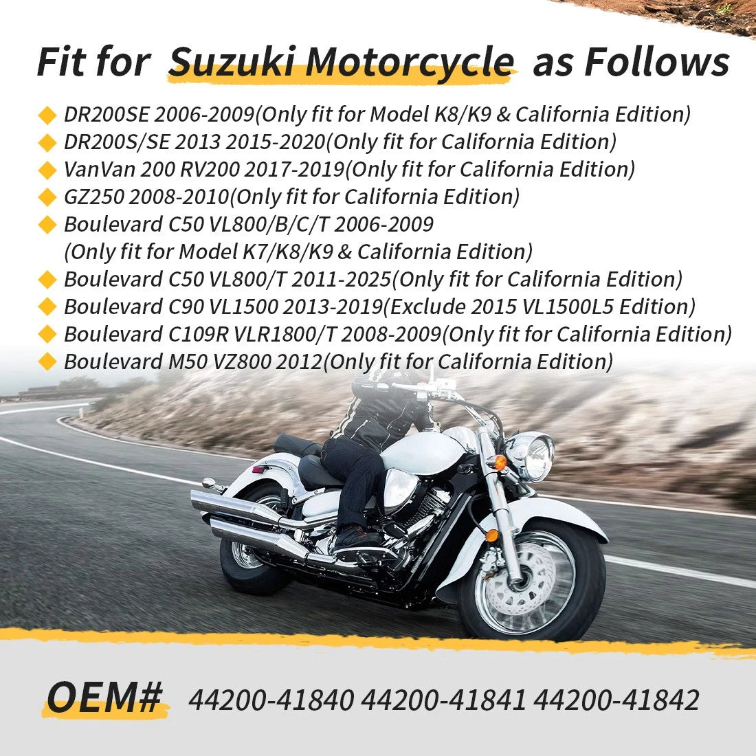 Fuel Tank Gas Cap 44200-41840 for Suzuki Boulevard VL800/B/C/T DR200SE/S GZ250 VanVan 200