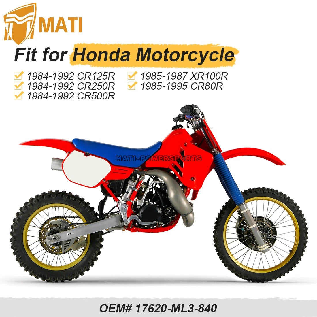 Fuel Tank Gas Cap Assy For Honda CR125R CR250R CR500R XR100R CR80R 1984-1992 17620-ML3-840