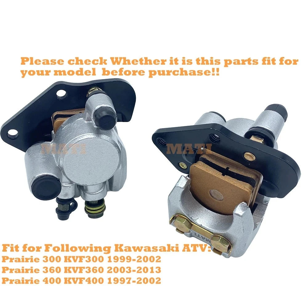 Front Left Right Brake Caliper with Pads for Kawasaki Prairie 300 360 400 KVF300 KVF360 KVF400 OEM: 43080-5135, 43080-5136