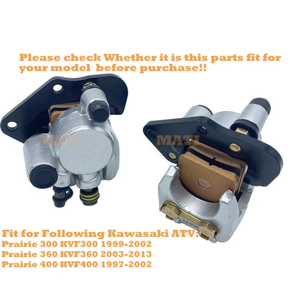 Front Left Right Brake Caliper with Pads for Kawasaki Prairie 300 360 400 KVF300 KVF360 KVF400 OEM: 43080-5135, 43080-5136