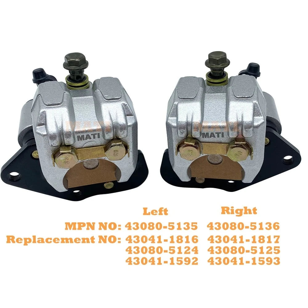 Front Left Right Brake Caliper with Pads for Kawasaki Prairie 300 360 400 KVF300 KVF360 KVF400 OEM: 43080-5135, 43080-5136