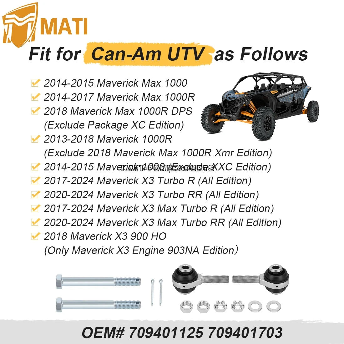 Heavy Duty Tie Rod End Kit For Can-Am Maverick Max 1000 1000R X3 Turbo 2013-2024 709401703