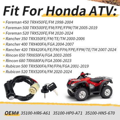 35100-HR6-A61 Ignition Key Switch For Honda Foreman 450 500 520 Rancher 420 400 Rincon 680 650 Rubicon 500 520