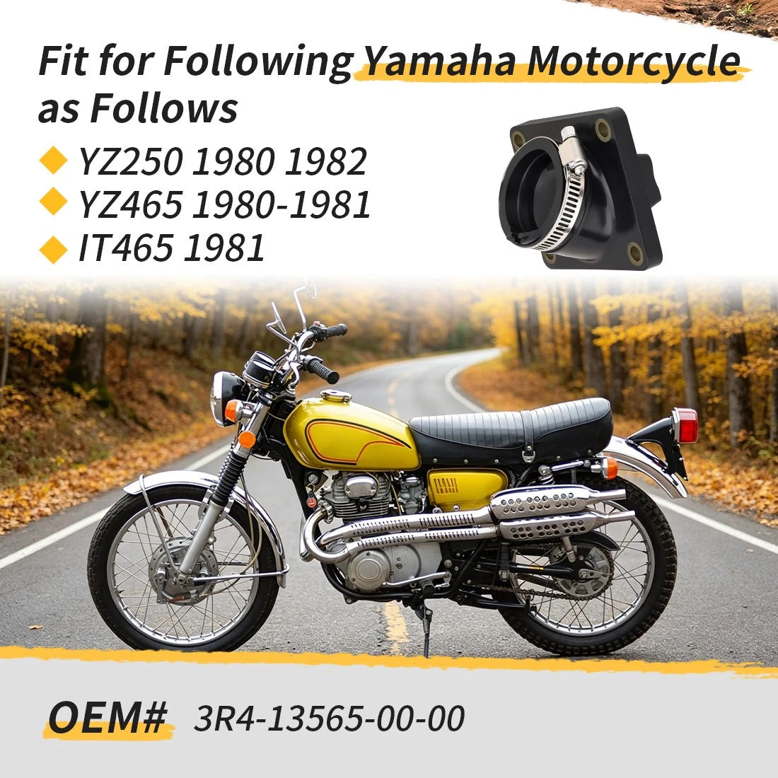 Intake Manifold Carburetor Boot Join For Yamaha YZ250 YZ465 IT465 3R4-13565-00-00