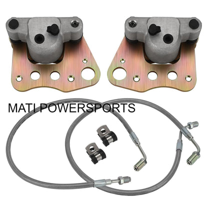 Front Brake Calipers & Hose Lines For Polaris Sportsman 400 500 600 700 Diesel 455 Worker 500 1910549 1910502 1910681