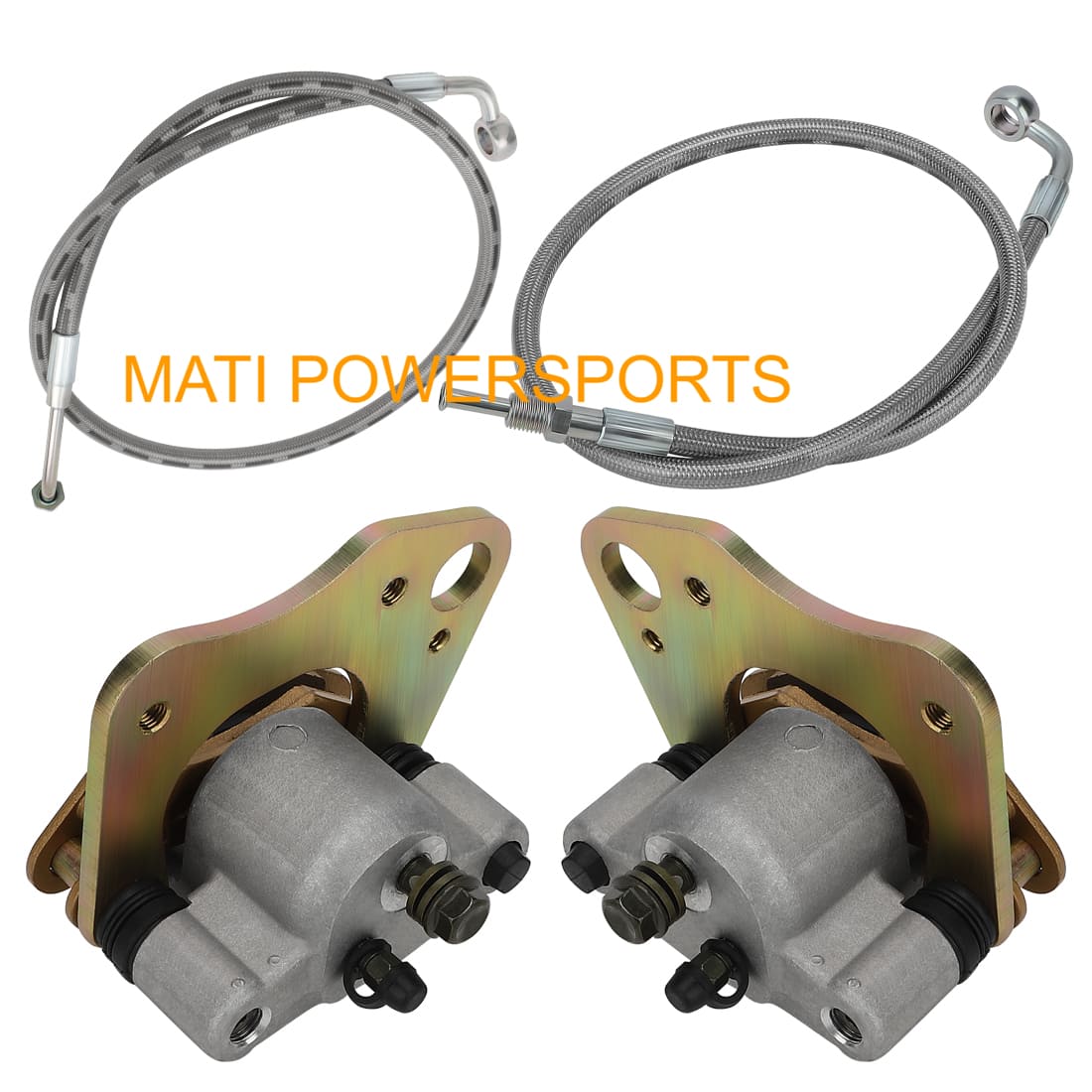 M MATI Front Brake Calipers & Hose Lines for Polaris Trail Boss 330 Scrambler 500 Hawkeye 325 400 1910877 1910878