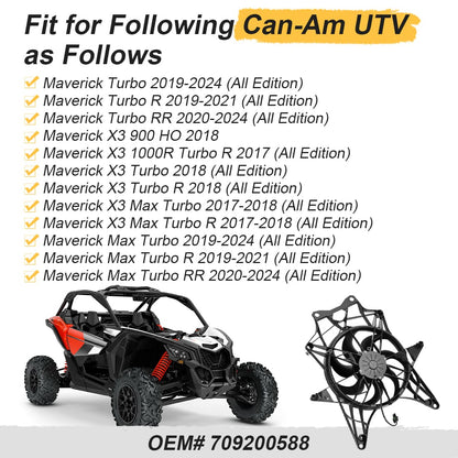 Radiator Cooling Fan Assembly For Can-Am Maverick X3 Max Turbo R RR 2017-2024 709200588