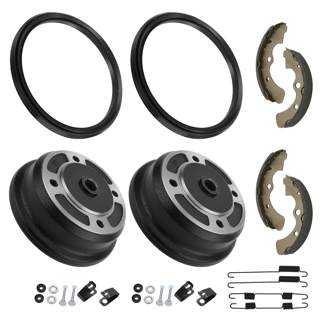 2PCS Front Brake Drum & Bolts & Shoes Kit For Kawasaki KAF620 KAF950 2001-2024 92093-1543
