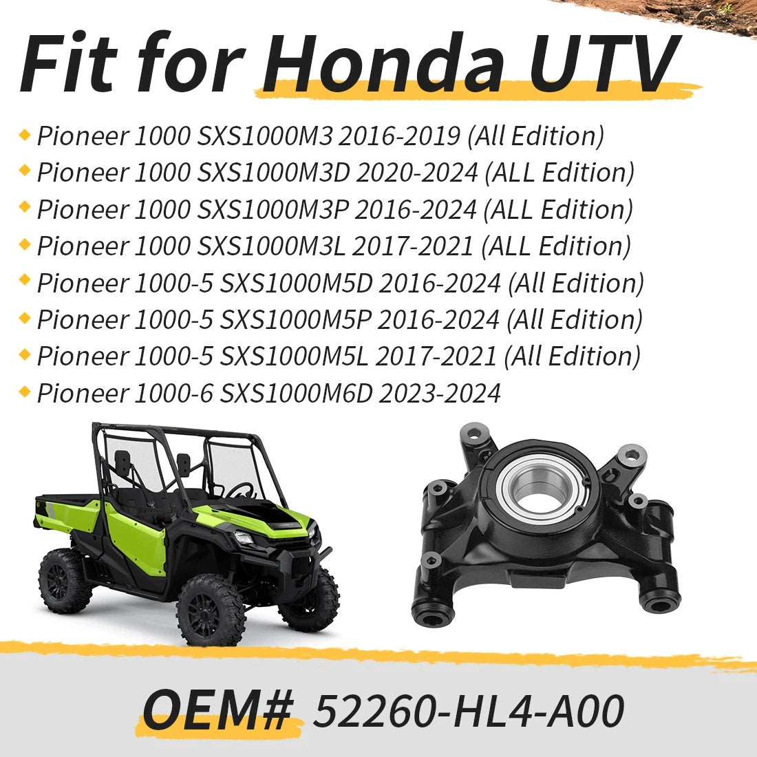 Rear Left Knuckle kit For Honda Pioneer 1000 SXS1000M3/M5/M6 2016-2024 52260-HL4-A00