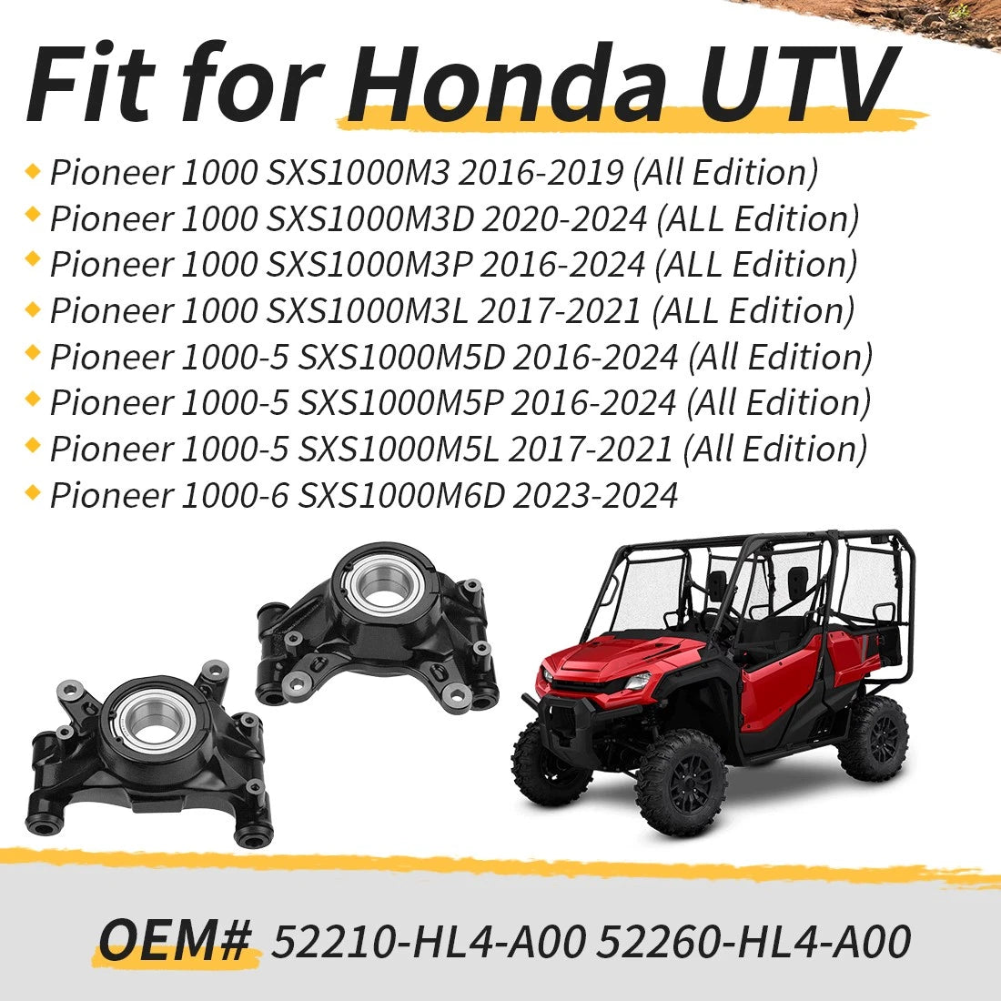 Rear Knuckle Kit For Honda Pioneer 1000 SXS1000M3/M5/M6 2016-2024 52210-HL4-A00 52260-HL4-A00