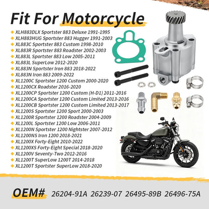 Oil Pump Assembly For Sportster 883 1200 Deluxe Custom SuperLow Nightster XLH883 XL1200 1991-2022 26204-91A