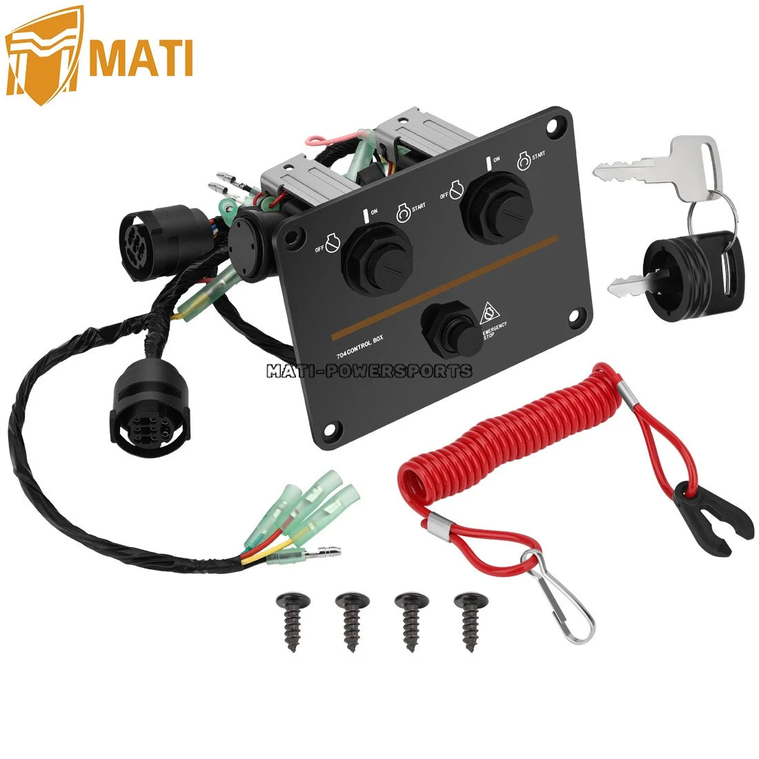 For Yamaha Outboard Dual Motor Key Switch Panel Kit 6K1-82570-08-00 Includes Emergency Kill Switch & Lanyard  Twin Engine Control