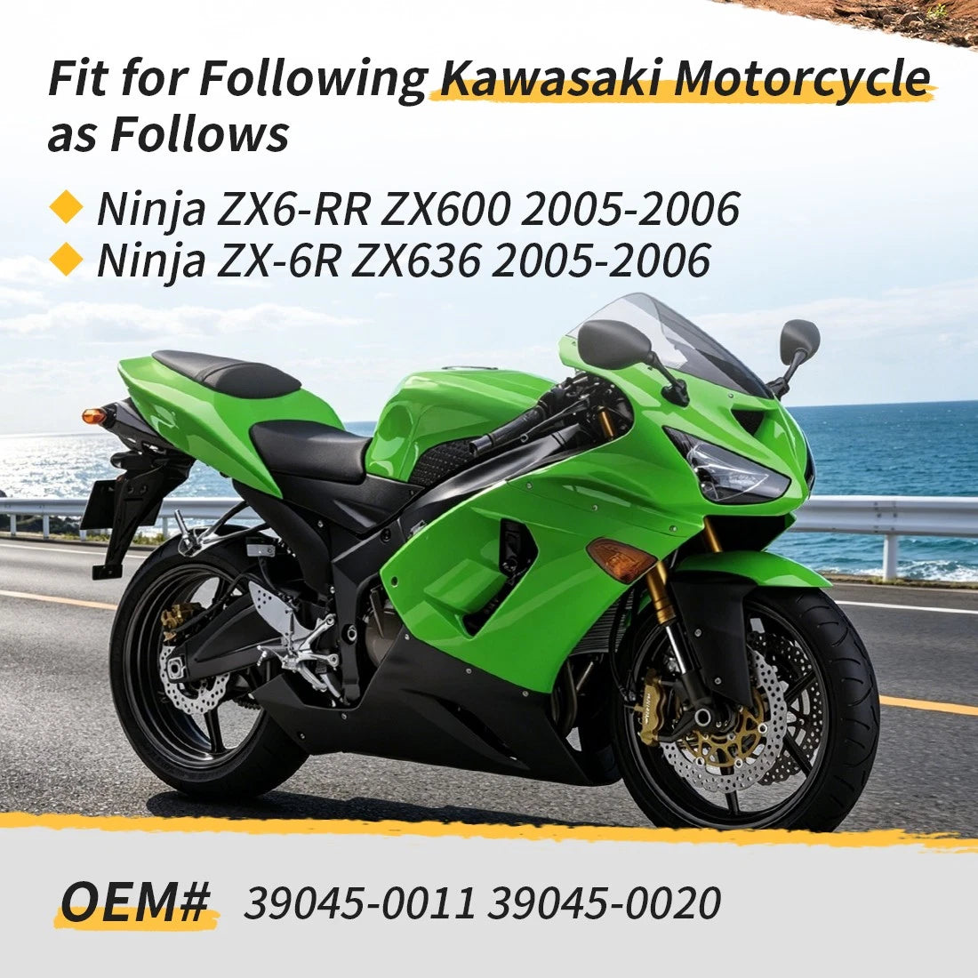 Ram Air Intake Duct For Kawasaki Ninja ZX6-RR ZX-6R ZX600 2005-2006 39045-0011 39045-0020