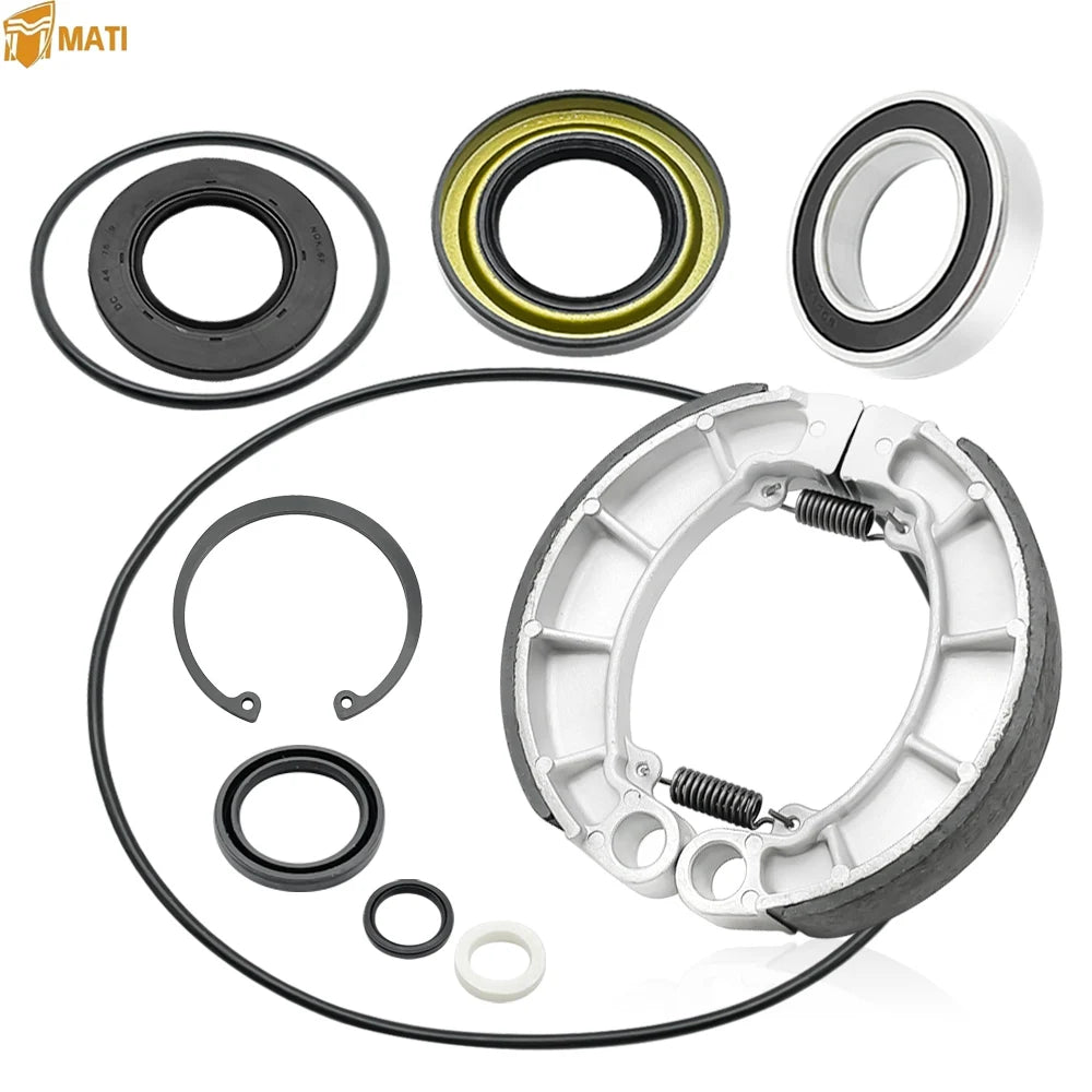 Rear Brake Drum Bearing Seals Shoes Kit for Honda Rancher 420 TRX420FE/FM/TE/TM/FPM/FPE OEM: 96150-60090-10 91256-HP5-601 06430HN0A30 Mati Powersports