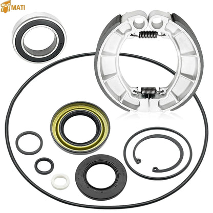 Rear Brake Drum Bearing Seals Shoes Kit for Honda Rancher 420 TRX420FE/FM/TE/TM/FPM/FPE OEM: 96150-60090-10 91256-HP5-601 06430HN0A30 Mati Powersports