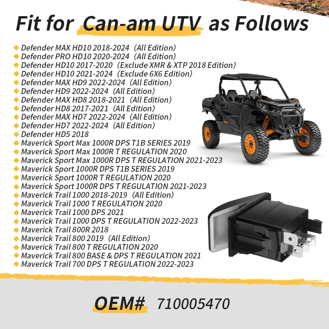 Differential Lock Switch For Can-am Defender Maverick TRAXTER 2017-2024 710005470