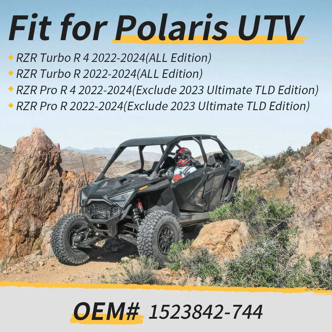4 Pcs Matte Flash Black 5 Lug Rim Cap For Polaris RZR Turbo Pro R 4 2022-2024 1523842-744