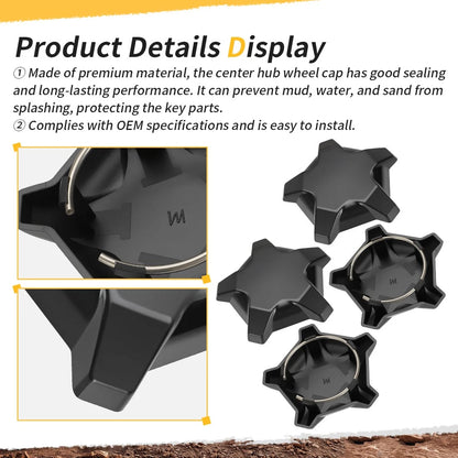4 Pcs Matte Flash Black 5 Lug Rim Cap For Polaris RZR Turbo Pro R 4 2022-2024 1523842-744