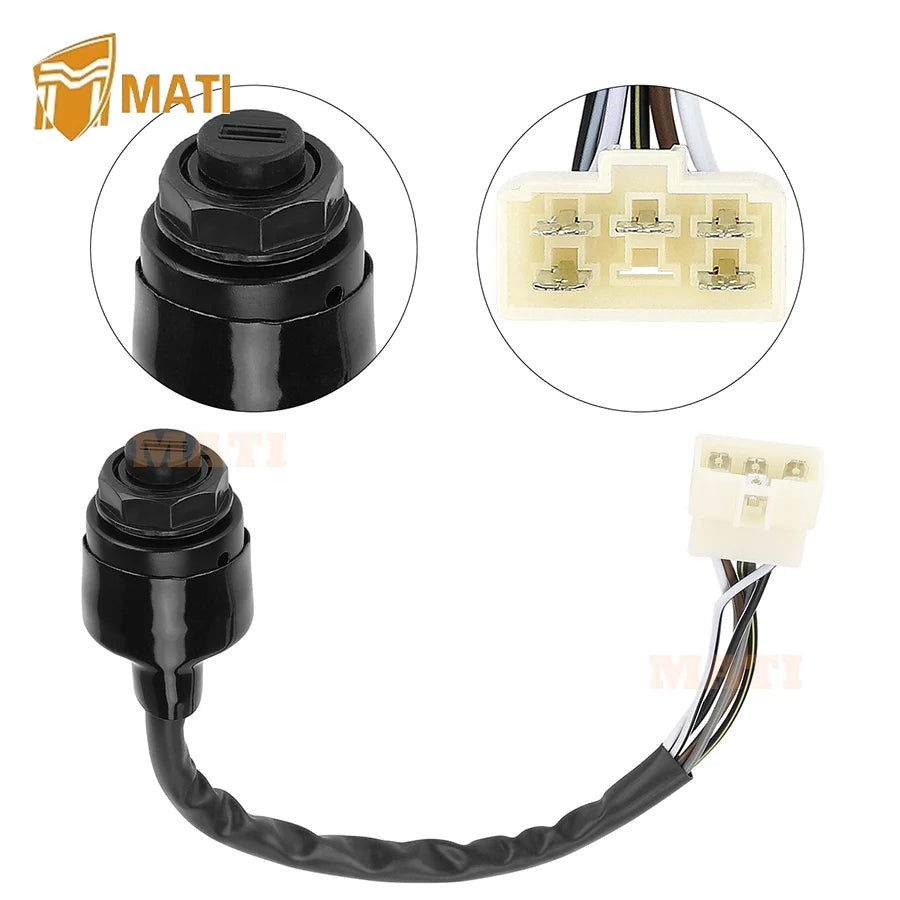 Ignition Key Switch 6Wires for Kawasaki Mule 2010 2020 2030 2500 2510 2520 500 520 550 1990-2004 Mule SX 2017-2023 Mule 4000