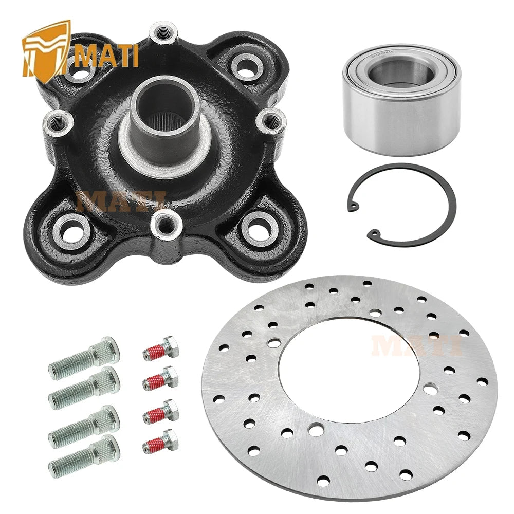 Rear Wheel Hub Bearing Studs Brake Rotor Kit for Polaris Ranger 900 1000 Diesel 570-Full-Size Brutus GEM eM1400 M1400 Pro-XD