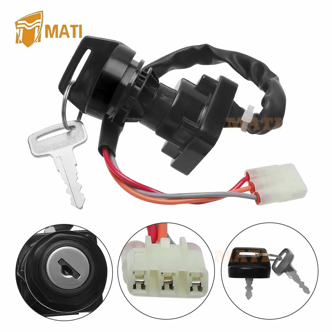 M MATI Ignition Key Switch for Kawasaki KFX400 KSF400 2003 2004 27005-S005 Warranty 1 year Exact connector