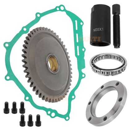 M MATI Starter Starting Clutch One Way Gear Bearing Gasket Flywheel Puller Kit for Yamaha Grizzly YFM550 YFM700 Rhino YXR700 Viking YXM700 1HP-15515-00-00