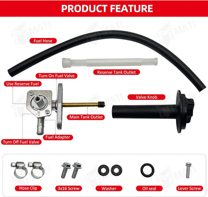 Gas Valve Switch Fuel Cock Petcock with Lever Assy for Honda TRX250 TRX350 TRX400 TRX420 TRX450 TRX500 OEM: 16950-HM8-003