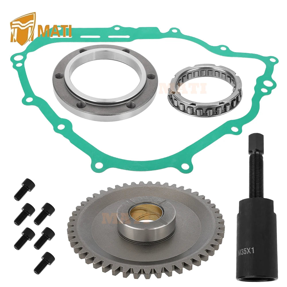 M MATI Starter Starting Clutch One Way Gear Bearing Gasket Flywheel Puller Kit for Yamaha Grizzly YFM550 YFM700 Rhino YXR700 Viking YXM700 1HP-15515-00-00