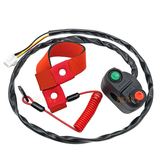 Start Stop Switch with Safety Tether Lanyard for Kawasaki JT900 JT1100 JT1200 JT1500 13151-3722 92072-3809 92072-3816 Default Title