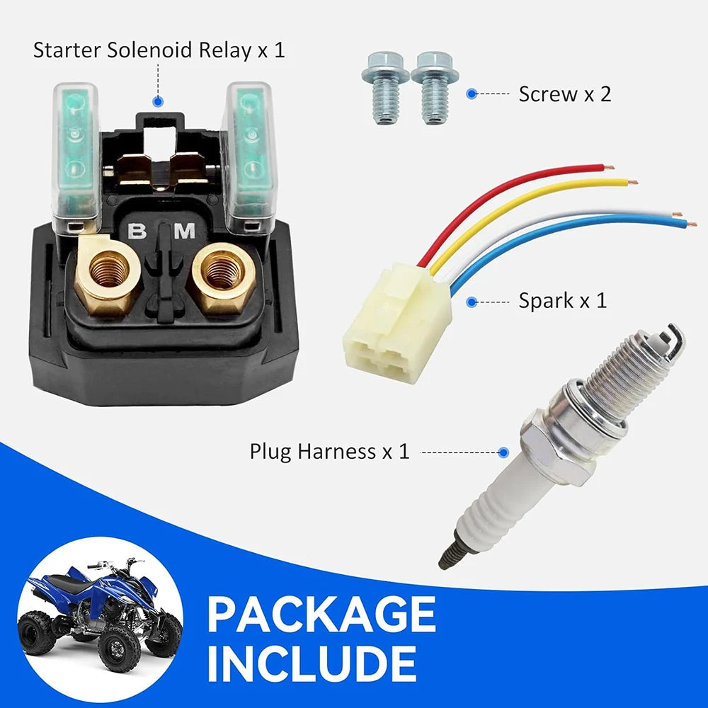 Starter Solenoid Relay & Plug & Spark for Yamaha Grizzly 350 400 450 660 Big Bear 250 400 Raptor 350 660 Wolverine 350 400 Mati Powersports