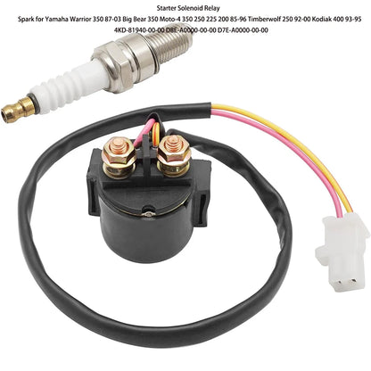 Starter Solenoid Relay & Spark Plug Kit For Yamaha Big Bear Kodiak MOTO-4 Terra Pro Timberwolf Warrior YFM350F/YFM400F/YFM200/YFM225/YFM250/YFM350 #D8E-A0000-00-00 Mati Powersports