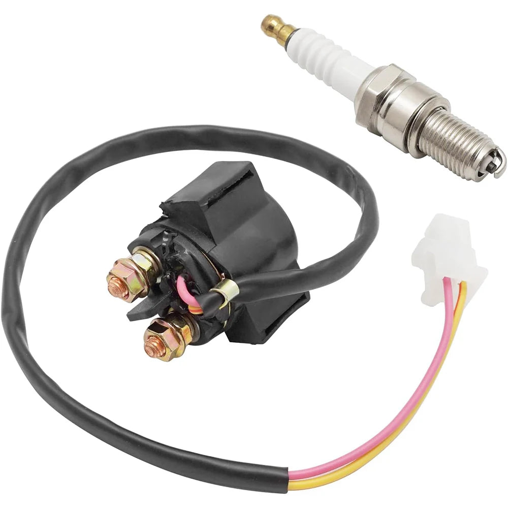 Starter Solenoid Relay & Spark Plug Kit For Yamaha Big Bear Kodiak MOTO-4 Terra Pro Timberwolf Warrior YFM350F/YFM400F/YFM200/YFM225/YFM250/YFM350 #D8E-A0000-00-00 Mati Powersports