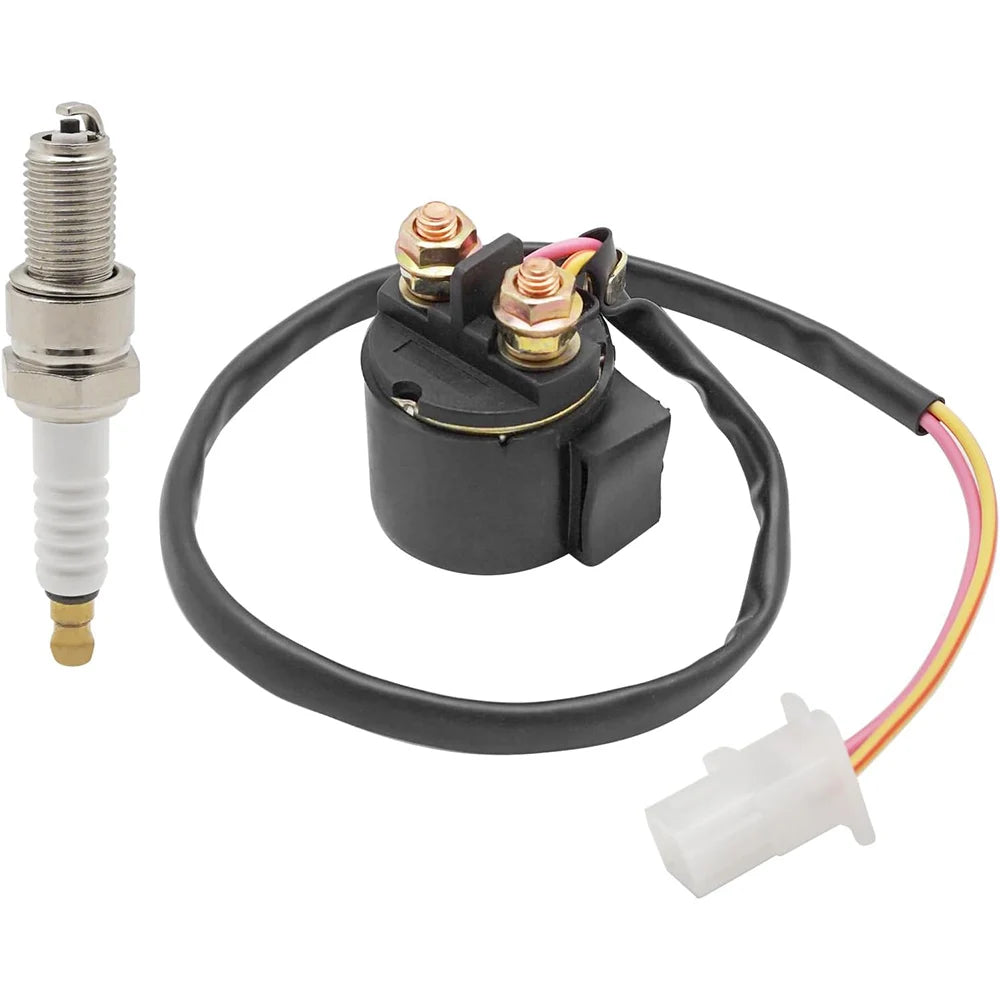 Starter Solenoid Relay & Spark Plug Kit For Yamaha Big Bear Kodiak MOTO-4 Terra Pro Timberwolf Warrior YFM350F/YFM400F/YFM200/YFM225/YFM250/YFM350 #D8E-A0000-00-00 Mati Powersports