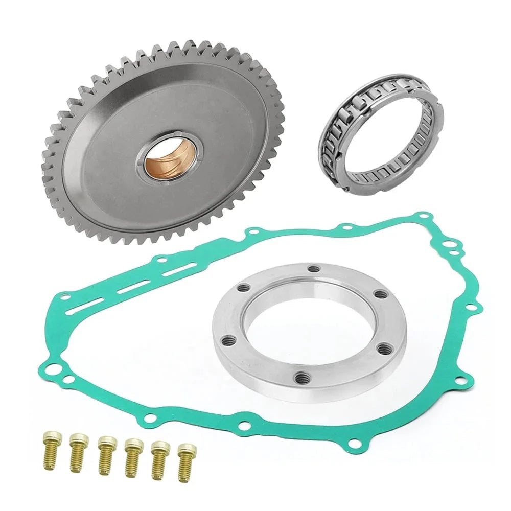 Starter Starting Clutch One Way Gear Bearing Gasket for Yamaha Grizzly YFM550/700 Rhino YXR700 Viking YXR/YXC700 Kodiak 700K OEM: 1HP-15515-00-00 B4F-15451-00-00 Mati Powersports