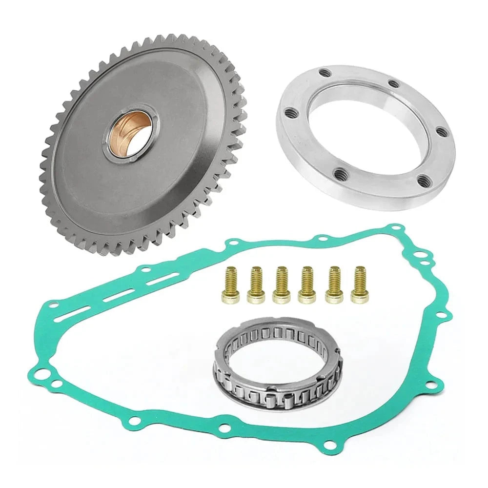 Starter Starting Clutch One Way Gear Bearing Gasket for Yamaha Grizzly YFM550/700 Rhino YXR700 Viking YXR/YXC700 Kodiak 700K OEM: 1HP-15515-00-00 B4F-15451-00-00 Mati Powersports