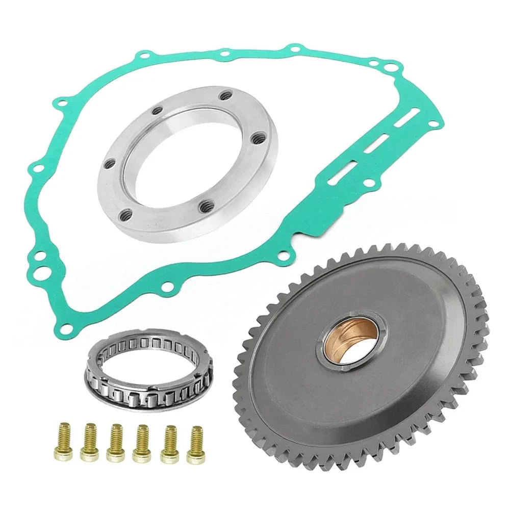 Starter Starting Clutch One Way Gear Bearing Gasket for Yamaha Grizzly YFM550/700 Rhino YXR700 Viking YXR/YXC700 Kodiak 700K OEM: 1HP-15515-00-00 B4F-15451-00-00 Mati Powersports