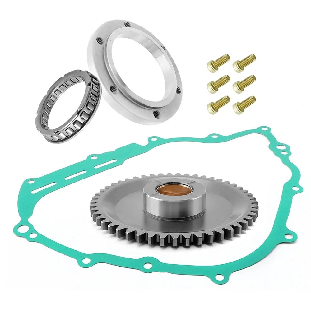 Starter Starting Clutch One Way Gear Bearing Gasket for Yamaha Grizzly YFM550/700 Rhino YXR700 Viking YXR/YXC700 Kodiak 700K OEM: 1HP-15515-00-00 B4F-15451-00-00 Mati Powersports