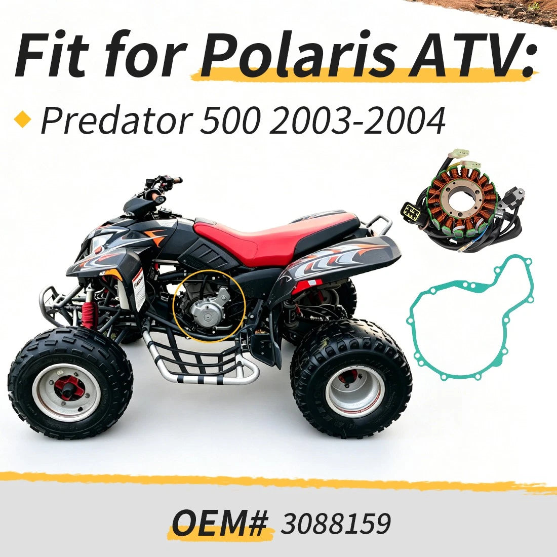 3088159 Stator w/ Gasket For Polaris Predator 500 2003-2004