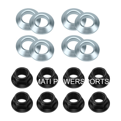 M MATI 8pcs M10x1.25 Lug Nuts Flat Tapered Universal Fit For Kawasaki Suzuki Yamaha Honda 95707-10500-00 90304-HA2-003