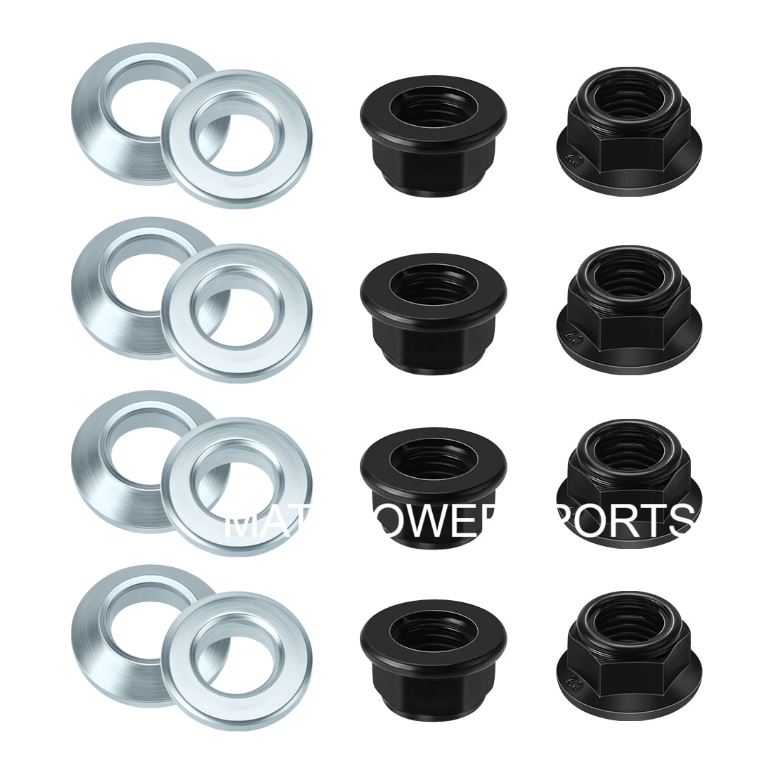 M MATI 8pcs M10x1.25 Lug Nuts Flat Tapered Universal Fit For Kawasaki Suzuki Yamaha Honda 95707-10500-00 90304-HA2-003