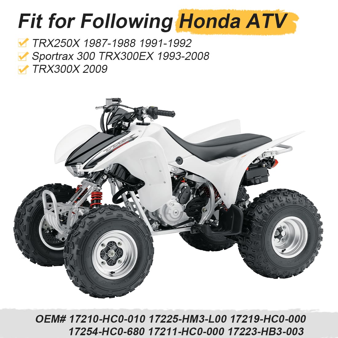 Air Filter Kit w/Air Box Case w/Cover w/Seal For Honda Sportrax 300 TRX300EX/X TRX250X 17211-HC0-000