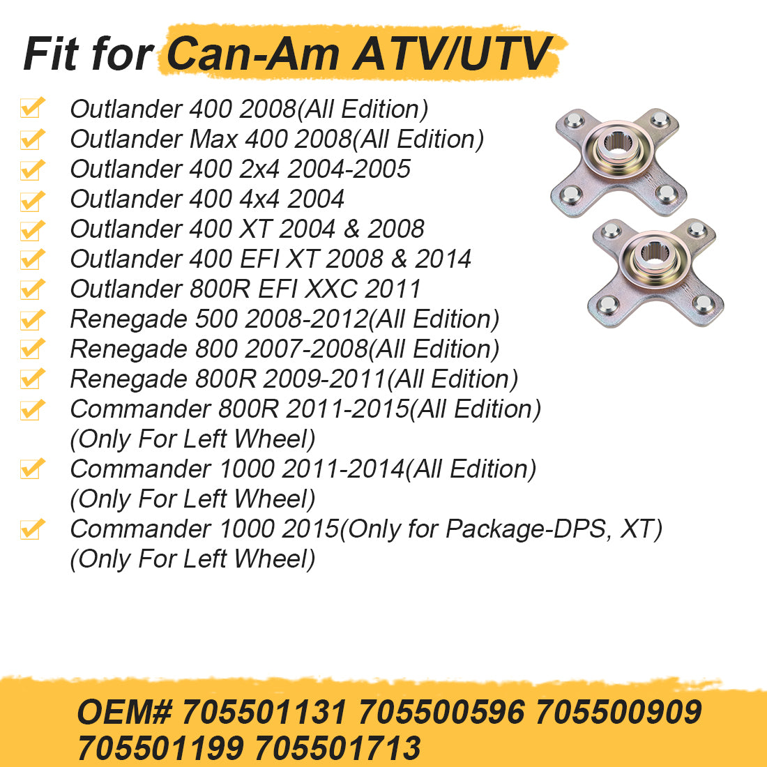 Front Rear Left or Right Wheel Hubs For Can-Am Outlander Renegade 330 400 500 650 800 MAX R 2004-2015 705501713
