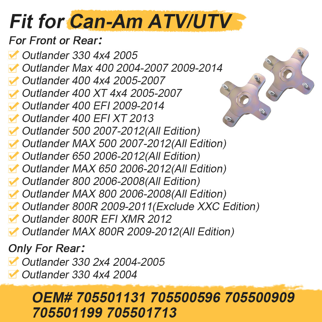 Front Rear Left or Right Wheel Hubs For Can-Am Outlander Renegade 330 400 500 650 800 MAX R 2004-2015 705501713